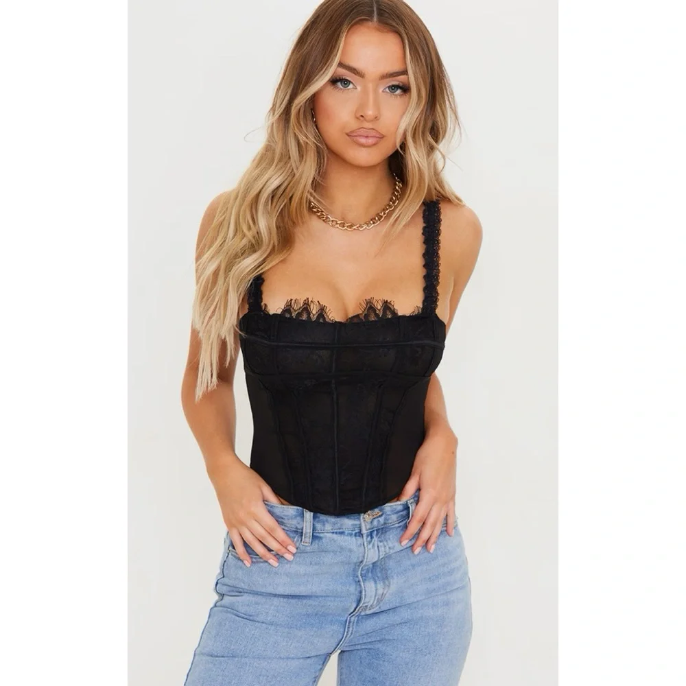 PrettyLittleThing – Black Lace Bustier – NWT – Size 8 - Picture 6 of 7